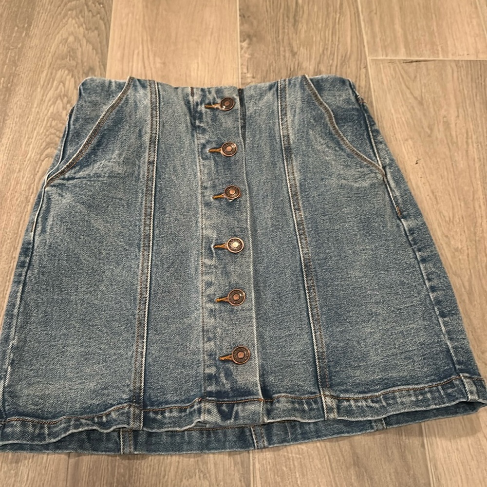 Signature8 Women’s Button Up Jean Skirt Size S